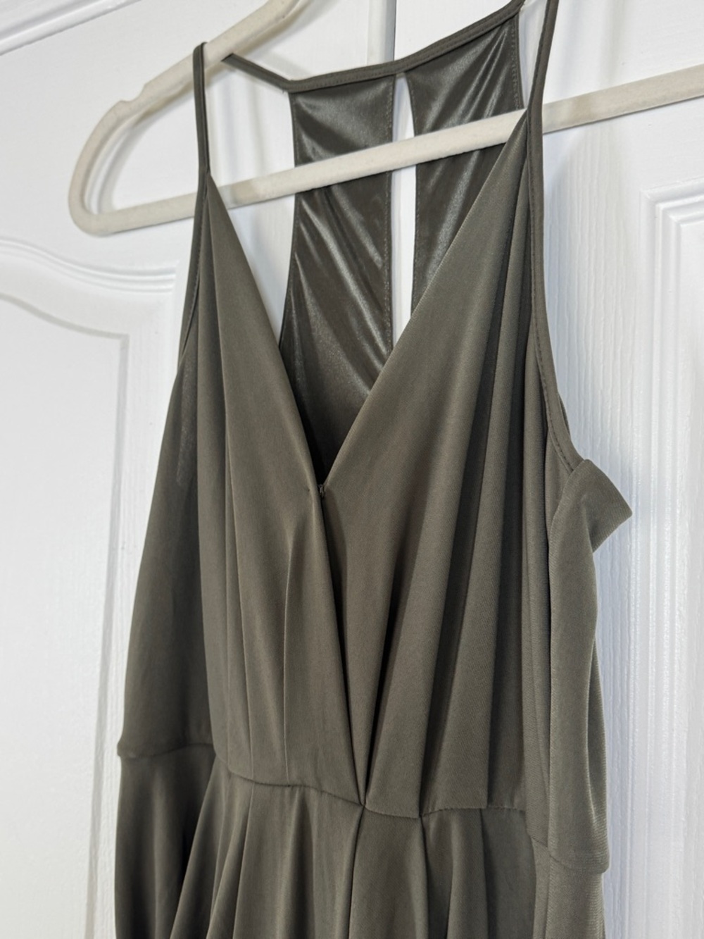 BCBGeneration V Neck Drape Hourglass Midi Dress with Pockets Olive Green XS - Picture 5 of 9